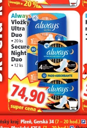 Always Vložky Ultra Duo / Night Duo