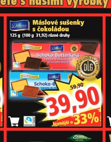 Delica Máslové sušenky s čokoládou