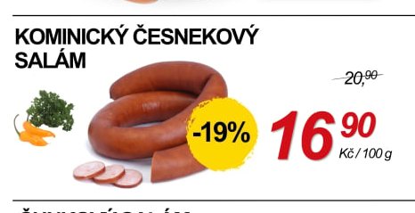 KOMINICKÝ ČESNEKOVÝ SALÁM - ZEMAN maso - uzeniny aktualniletaky.eu