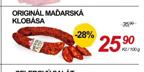 ORIGINÁL MAĎARSKÁ KLOBÁSA - ZEMAN maso - uzeniny aktualniletaky.eu