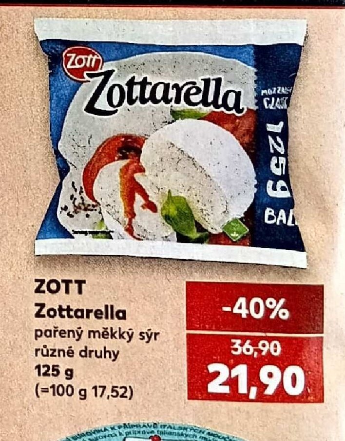 ZOTT Zottarella pařený měkký sýr - Kaufland aktualniletaky.eu