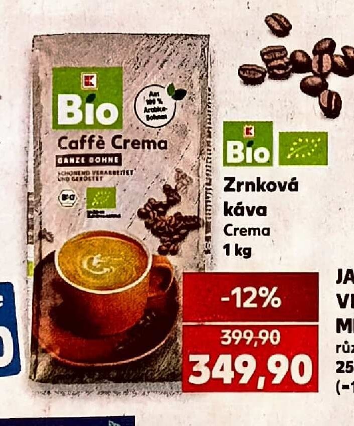 Bio Zrnková káva Crema - Kaufland aktualniletaky.eu