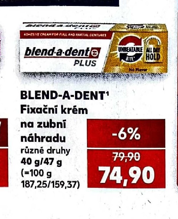 BLEND-A-DENT Fixační krém na zubní náhradu - Kaufland aktualniletaky.eu