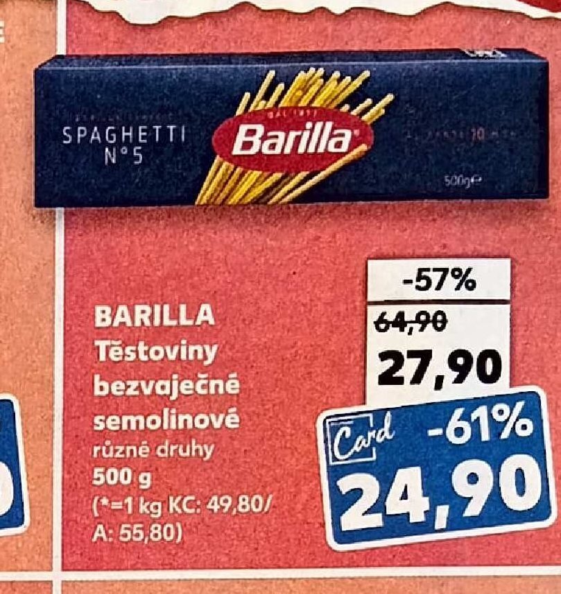 BARILLA Těstoviny bezvaječné semolinové - Kaufland aktualniletaky.eu
