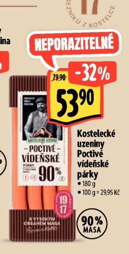 Kostelecké uzeniny Poctivé vídeňské párky