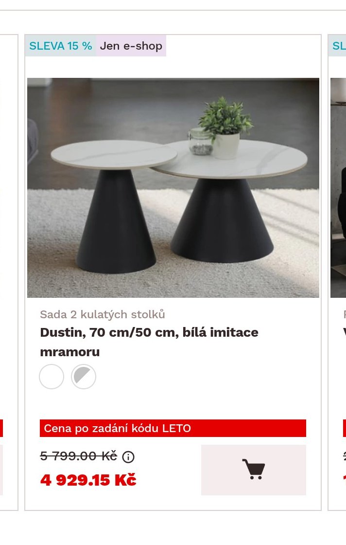 Sada 2 kulatých stolků Dustin, 70 cm/50 cm, bílá imitace mramoru