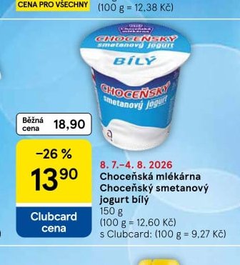 Choceňská mlékárna Choceňský smetanový jogurt bílý