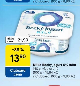 Milko Řecký jogurt 0% tuku