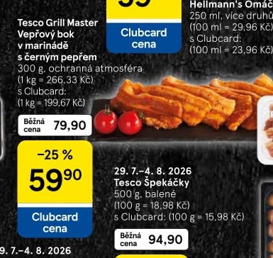 Tesco Grill Master Vepřový bok v marinádě s černým pepřem 300 g