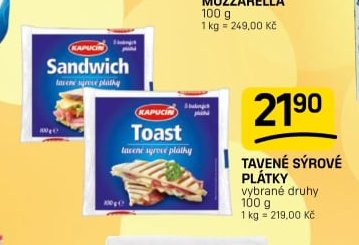 Kapucin Sandwich / Toast tavené sýrové plátky