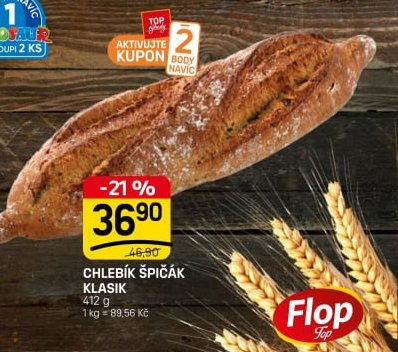 Chlebík špičák Klasik - FLOP TOP aktualniletaky.eu