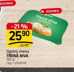 Gastro menu Třená Niva