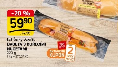 Lahůdky Vavřík Bageta s kuřecími nugetami