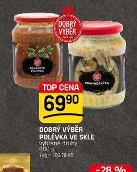 Dobrý výběr Polévka ve skle