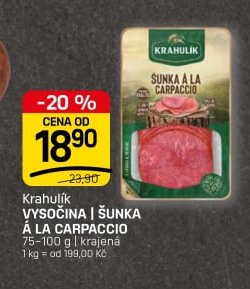Krahulík Vysočina | Šunka á la carpaccio