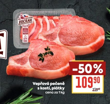 Vepřová pečeně s kostí, plátky
