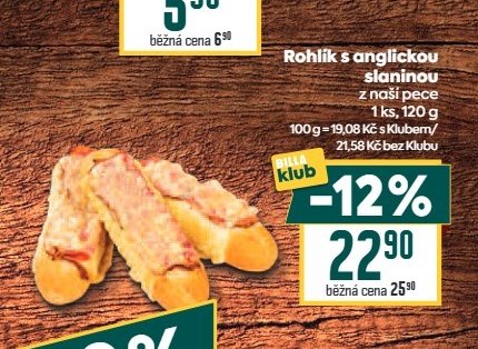 Rohlík s anglickou slaninou