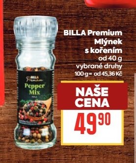 BILLA Premium Mlýnek s kořením 40 g - BILLA aktualniletaky.eu