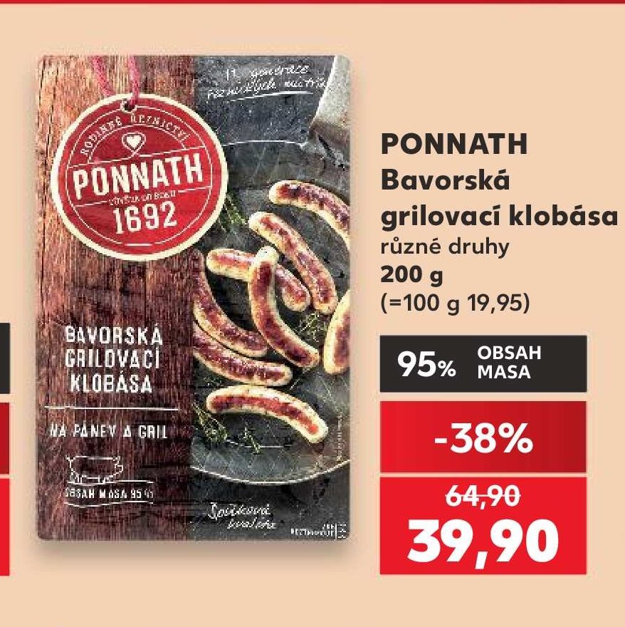 PONNATH Bavorská grilovací klobása 200 g
