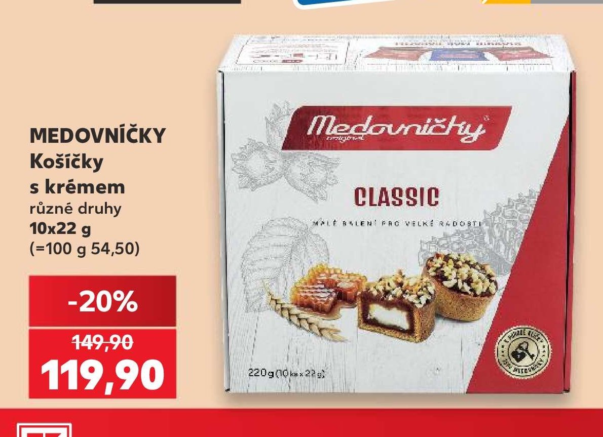 MEDOVNÍČKY Košíčky s krémem různé druhy 10x22 g