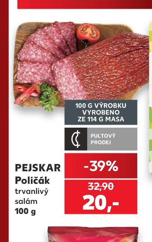 PEJSKAR Poličák trvanlivý salám 100 g - Kaufland aktualniletaky.eu