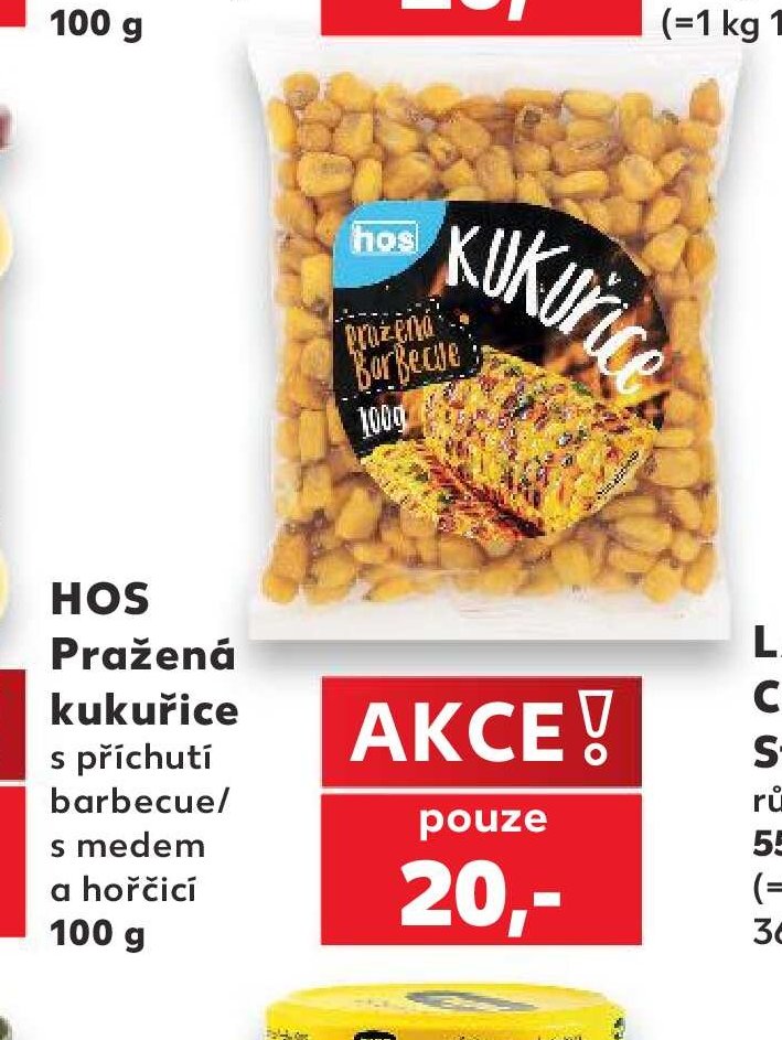 HOS Pražená kukuřice s příchutí barbecue/s medem a hořčicí 100 g