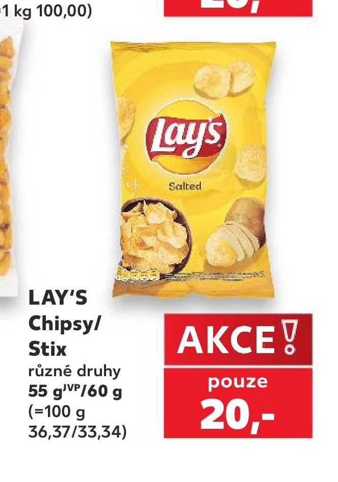 LAY'S Chipsy/Stix různé druhy 55 g/60 g
