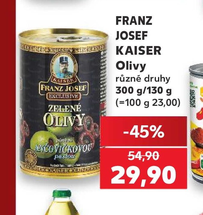 Franz Josef Kaiser Olivy různé druhy 300 g/130 g - Kaufland aktualniletaky.eu