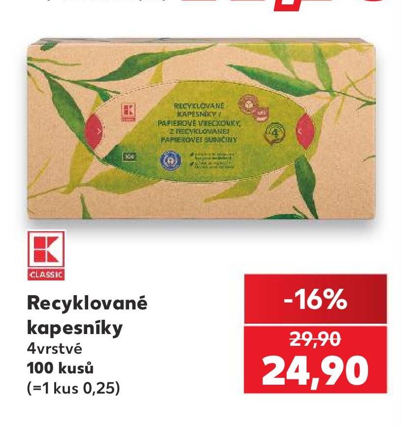 Recyklované kapesníky 4vrstvé 100 kusů - Kaufland aktualniletaky.eu