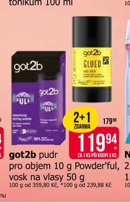 got2b pudr pro objem 10 g Powder'ful, vosk na vlasy 50 g
