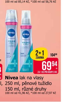 Nivea lak na vlasy 250 ml, pěnové tužidlo 150 ml