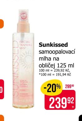 Sunkissed samoopalovací mlha na obličej 125 ml