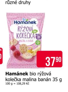 Hamánek bio rýžová kolečka malina banán