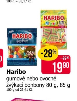 Haribo gumové nebo ovocné žvýkací bonbony 80 g, 85 g