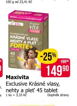 Maxivita Exclusive Krásné vlasy, nehty a pleť 45 tablet