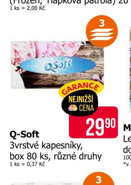Q-Soft 3vrstvé kapesníky, box 80 ks, různé druhy