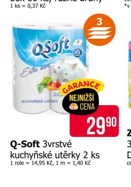 Q-Soft 3vrstvé kuchyňské utěrky 2 ks