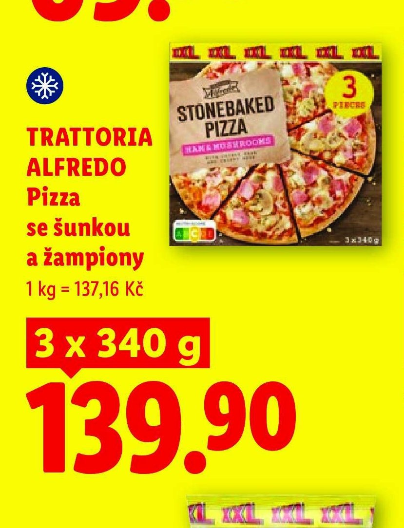 TRATTORIA ALFREDO Pizza se šunkou a žampiony