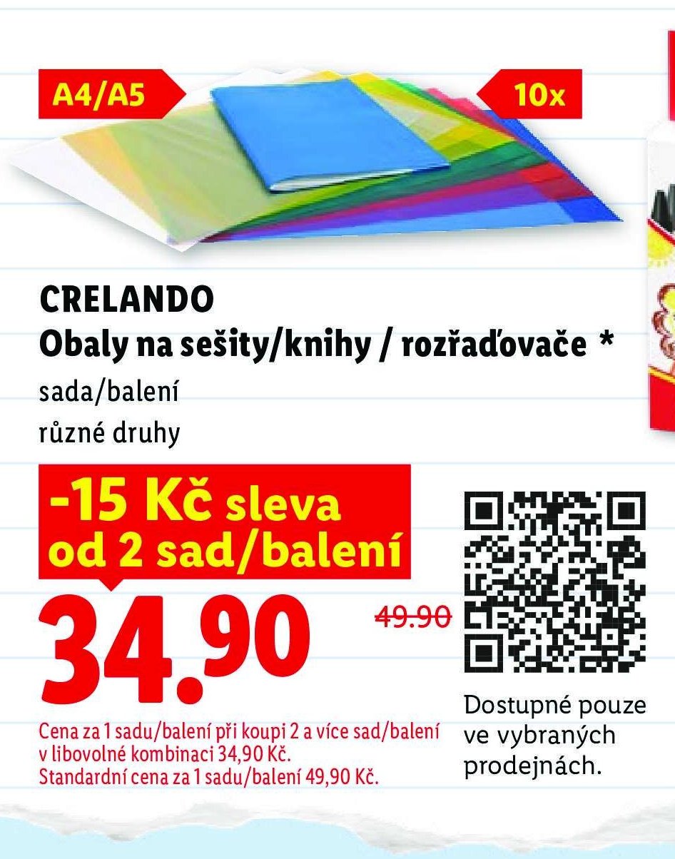 CRELANDO Obaly na sešity/knihy / rozřaďovače
