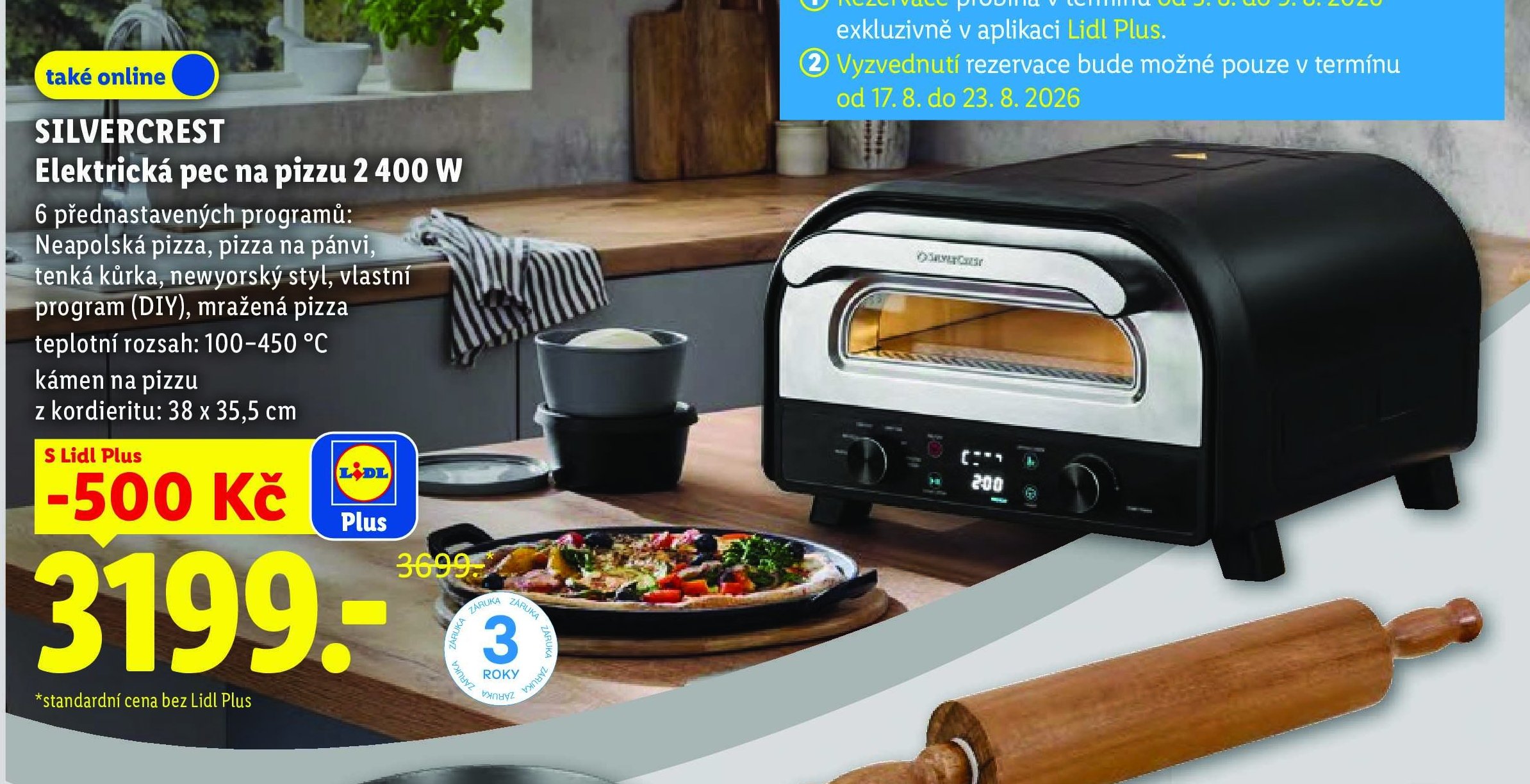 SILVERCREST Elektrická pec na pizzu 2 400 W