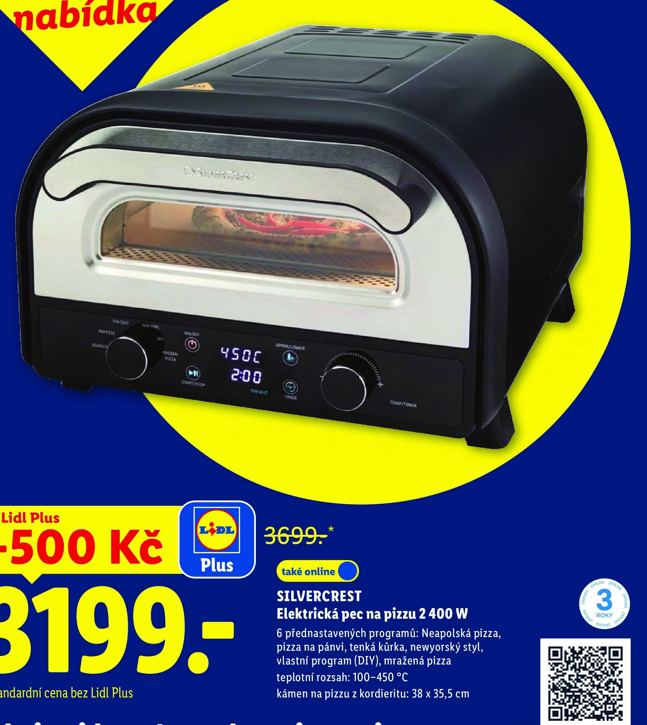 SILVERCREST Elektrická pec na pizzu 2 400 W