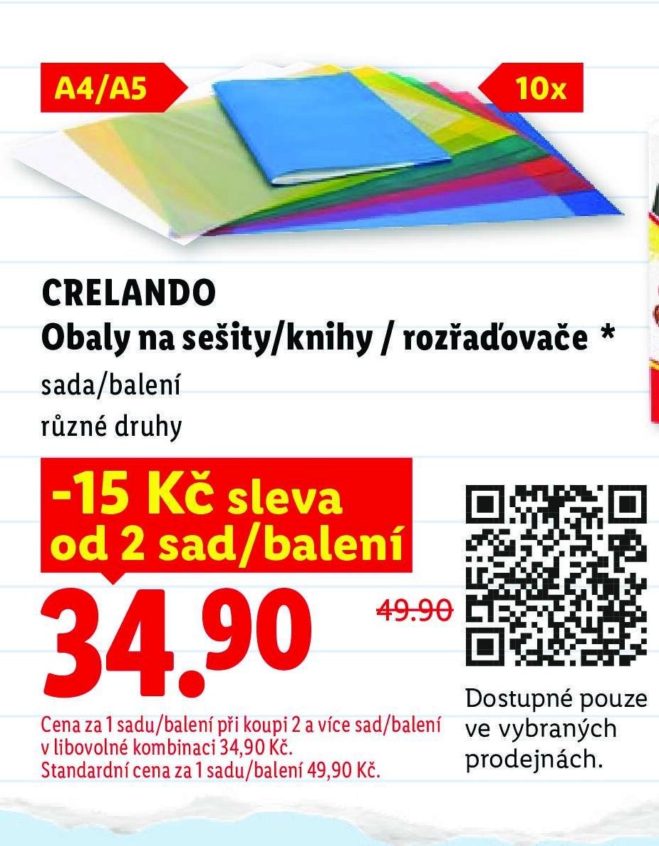 CRELANDO Obaly na sešity/knihy / rozřaďovače
