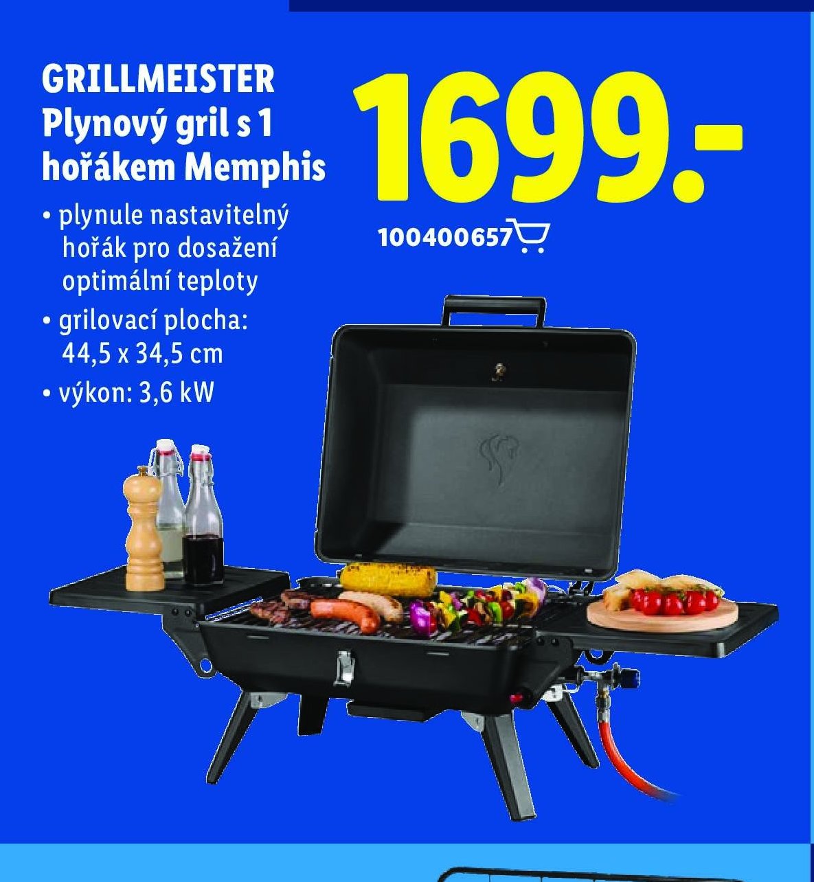 GRILLMEISTER Plynový gril s 1 hořákem Memphis