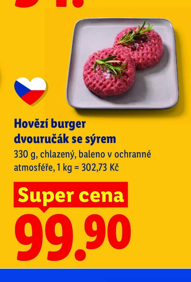 Hovězí burger dvouručák se sýrem