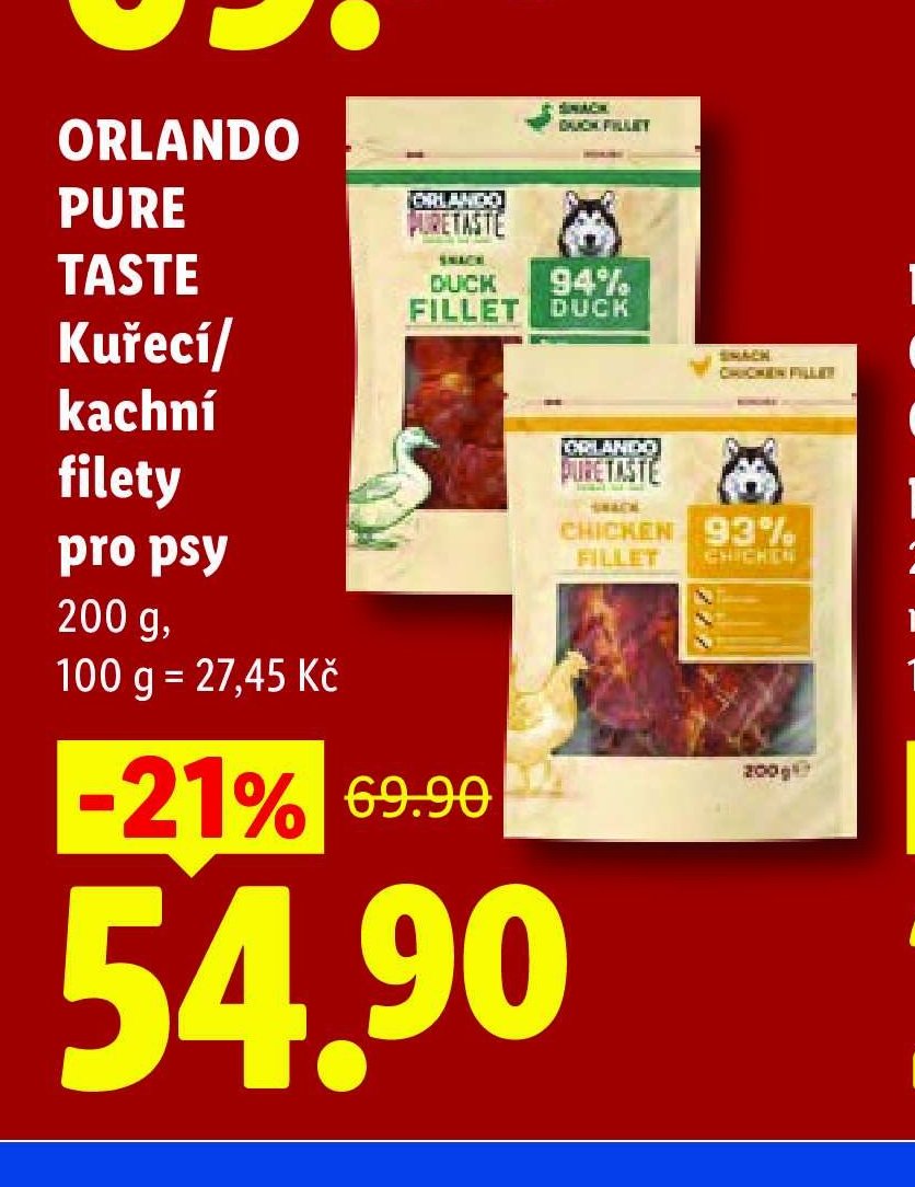ORLANDO PURE TASTE Kuřecí/kachní filety pro psy