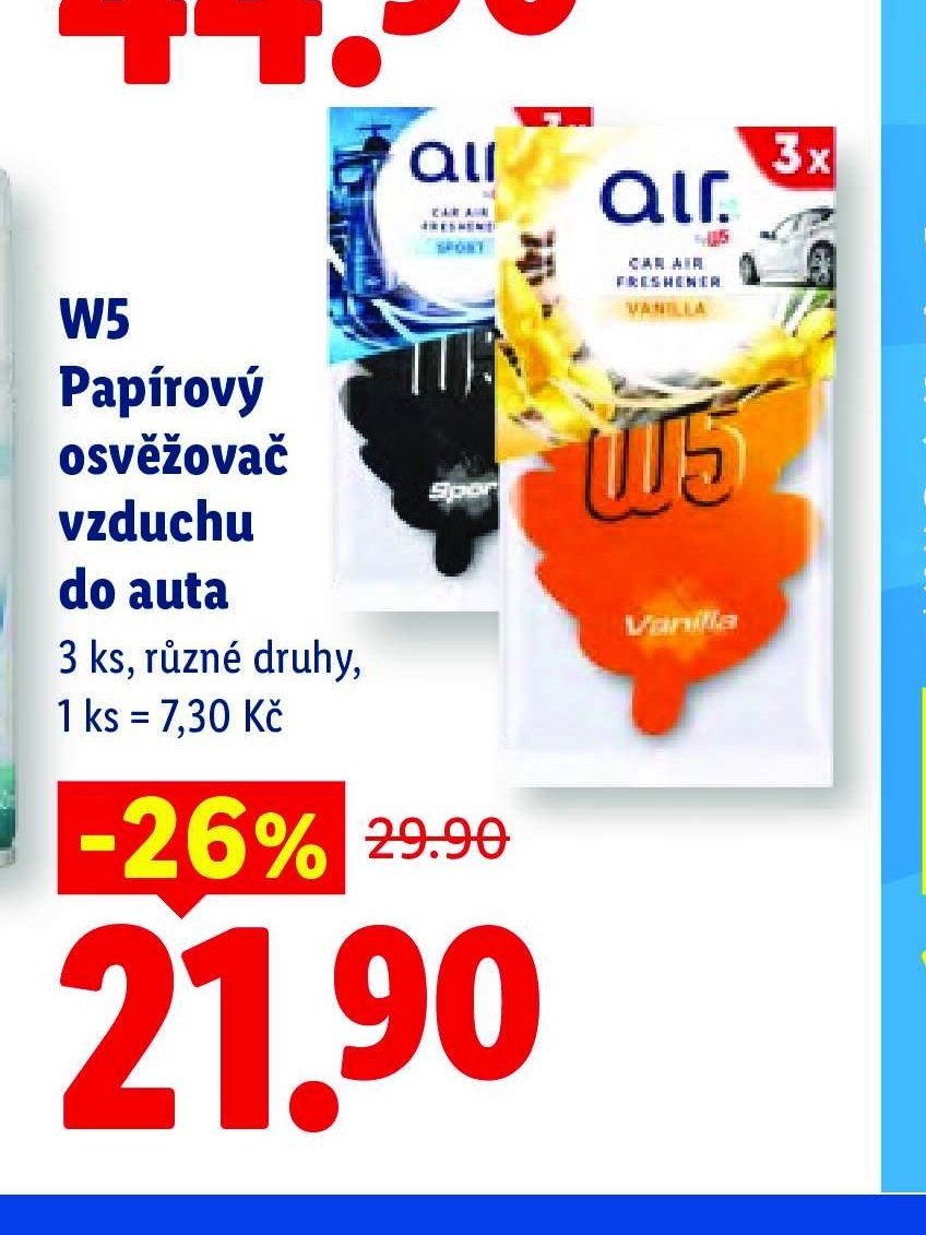 W5 Papírový osvěžovač vzduchu do auta