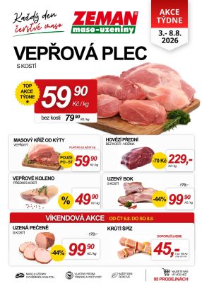 aktuální leták ZEMAN maso - uzeniny 3.8.2026-8.8.2026