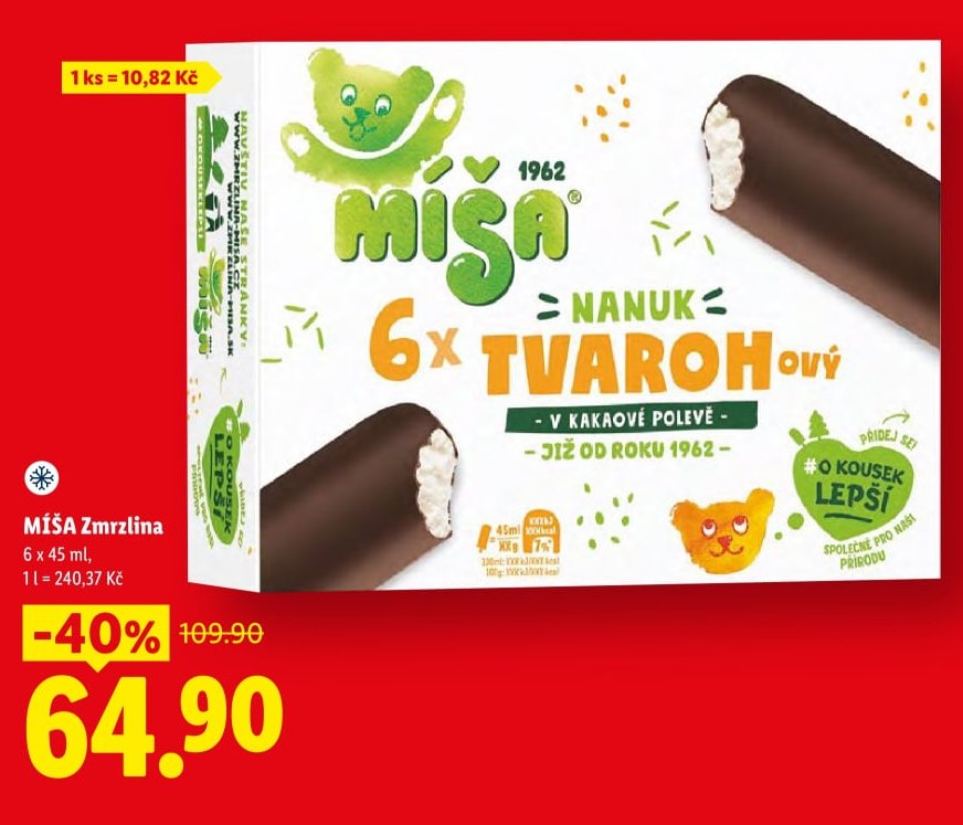 MÍŠA Tvarohový nanuk 6x 45ml