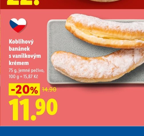 Koblihový banánek s vanilkovým krémem