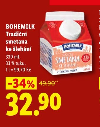 BOHEMILK Tradiční smetana ke šlehání